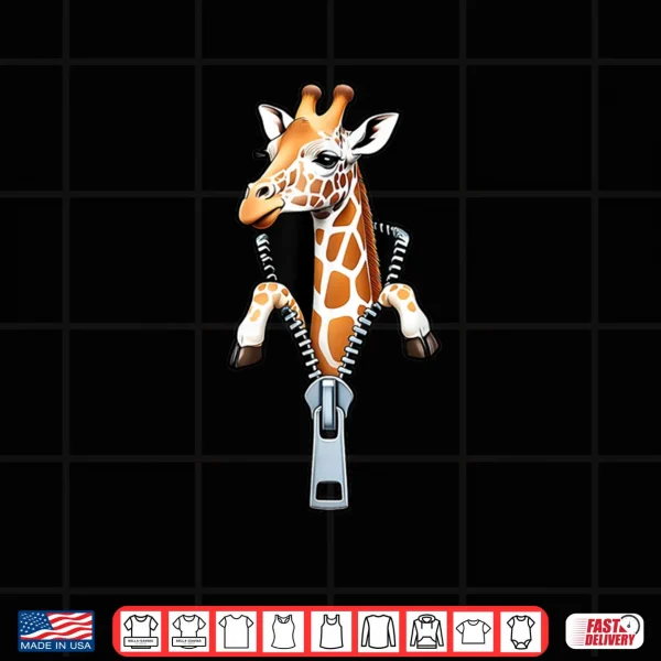 Design Cute Giraffe Emerging from A Zipper Shirt