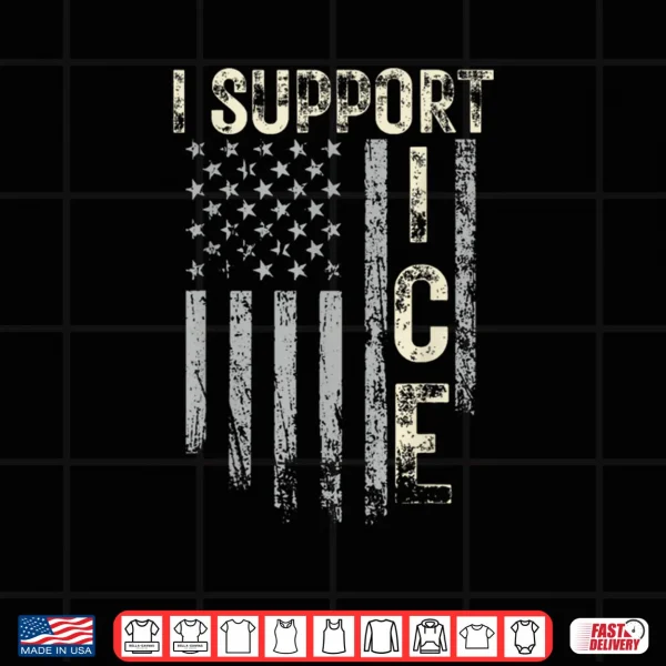 Design Support ICE Immigration Officers American Flag Border Patrol Shirt