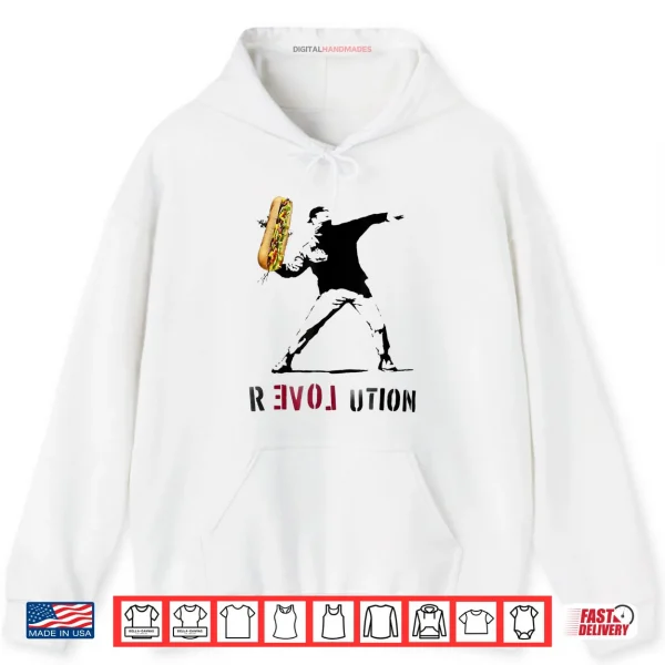 Hoodie Throwing Sandwich Revolution Funny Humor Meme Shirt