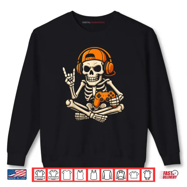 Sweatshirt Halloween Skeleton Gamer Video Gaming Teenage Boy Grandson Shirt