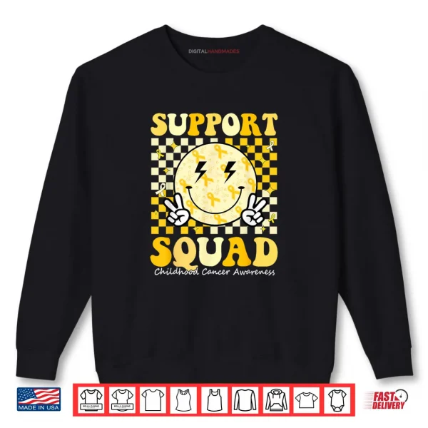 Sweatshirt Childhood Cancer Awareness Support Squad Gold Ribbon Shirt