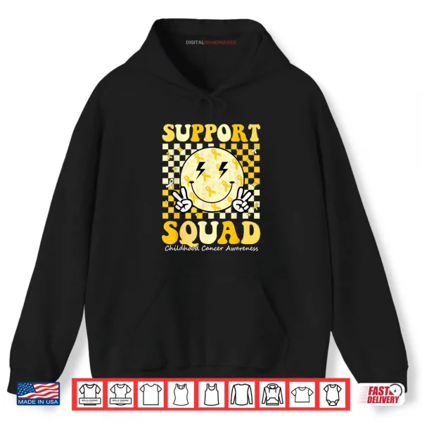 Hoodie Childhood Cancer Awareness Support Squad Gold Ribbon Shirt