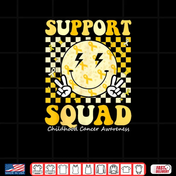 Design Childhood Cancer Awareness Support Squad Gold Ribbon Shirt