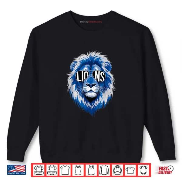 Sweatshirt Cool Face Lion with Sunglasses Women and Men Michigan Pride Shirt