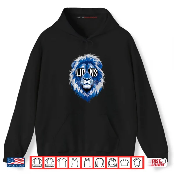 Hoodie Cool Face Lion with Sunglasses Women and Men Michigan Pride Shirt