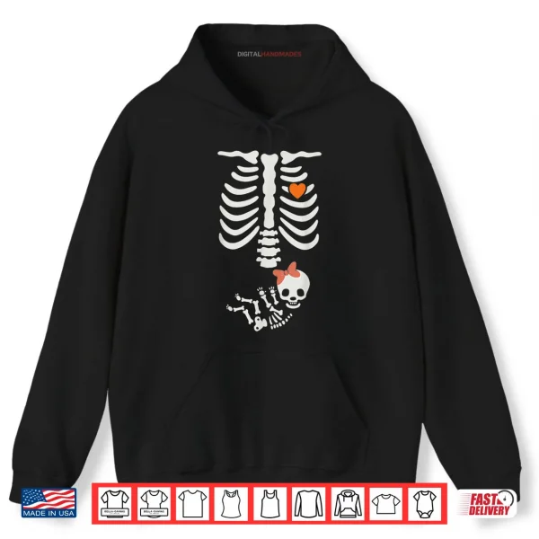 Hoodie Baby Shower Skeleton Halloween Pregnancy Annoucement Shirt