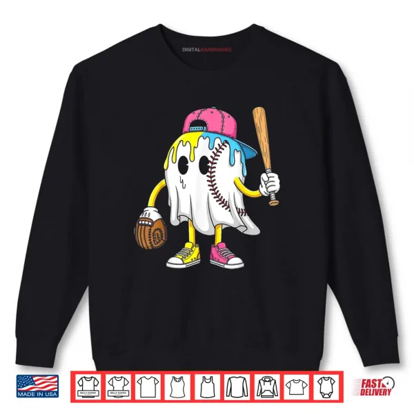 Sweatshirt Ice Cream Drip Ghost Baseball Spots Baseball Drip Halloween Shirt