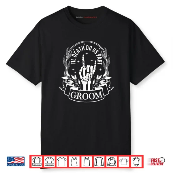 Bride Groom Skeleton Gothic Halloween Engagement Wedding Shirt