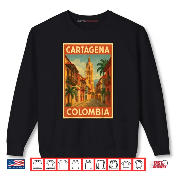 Sweatshirt Cartagena Colombia Vintage Travel Poster Shirt