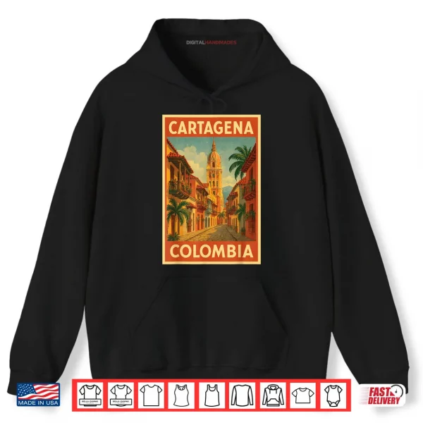 Hoodie Cartagena Colombia Vintage Travel Poster Shirt