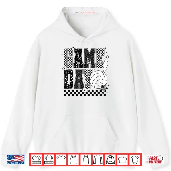 Hoodie Game Day Volleyball Checkered Funny Volleyball Shirt