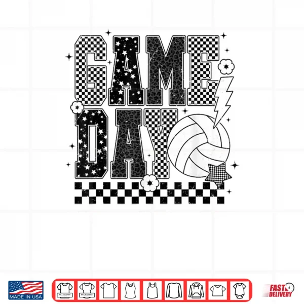 Design Game Day Volleyball Checkered Funny Volleyball Shirt