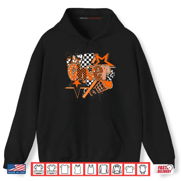 Hoodie Preppy Cheer Game Day Cheer Mom Cheerleader Go Cheer Orange Shirt