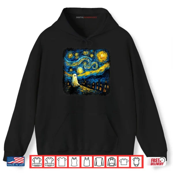 Hoodie Boo Sheet Ghost Starry Night Van Gogh Halloween Shirt