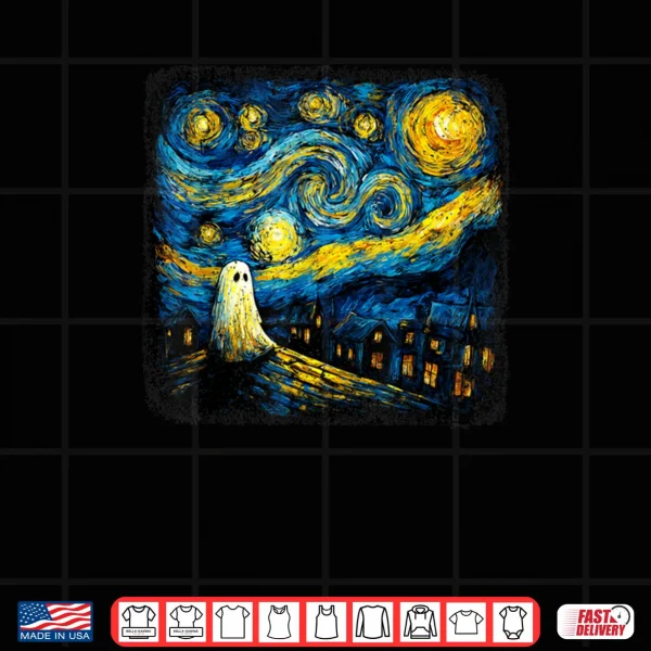 Design Boo Sheet Ghost Starry Night Van Gogh Halloween Shirt