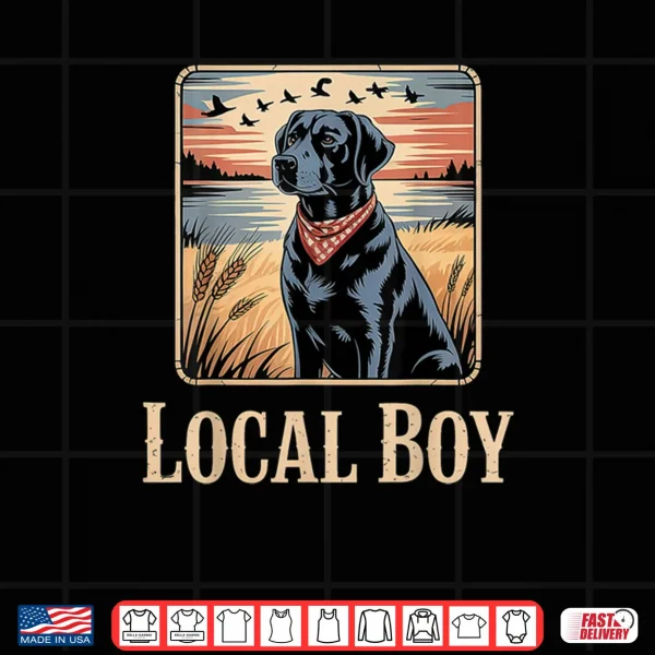 Design Local Boy Black Lab Hunting Dog Shirt