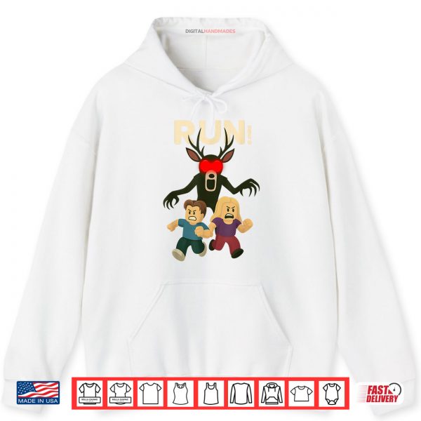 Hoodie Run Deer in The Forest Kids 99 Nights Halloween Scary Gamer Shirt