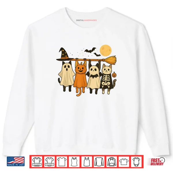 Sweatshirt Cute Halloween Cat Ghost Pumpkin Skeleton Shirt