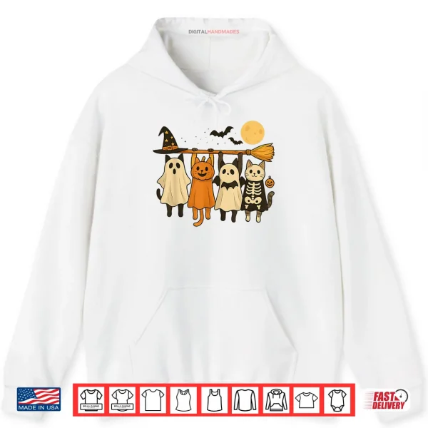 Hoodie Cute Halloween Cat Ghost Pumpkin Skeleton Shirt