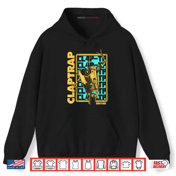 Hoodie Borderlands Claptrap Repeating Text Video Game Shirt