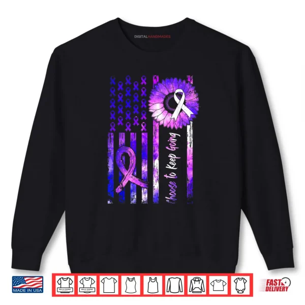 Sweatshirt Choose to Keep Going Suicide Prevention Awareness USA Flag Shirt