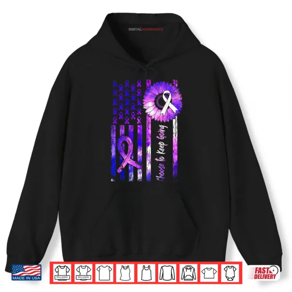 Hoodie Choose to Keep Going Suicide Prevention Awareness USA Flag Shirt