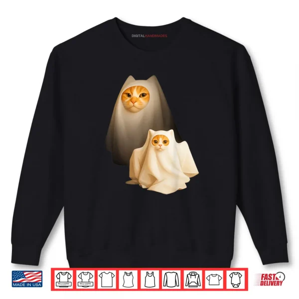 Sweatshirt Ghost Cat Meme Funny Halloween Costume Shirt