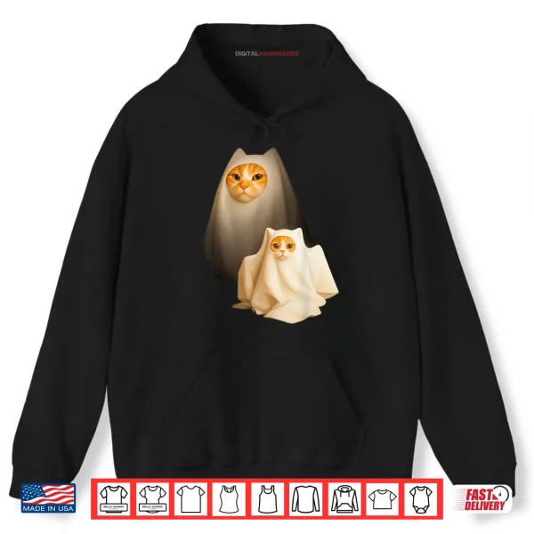 Hoodie Ghost Cat Meme Funny Halloween Costume Shirt