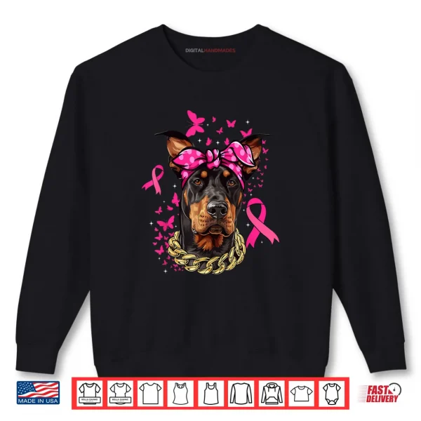 Sweatshirt Doberman Pinscher Pink Ribbon Breast Cancer Survivor Shirt