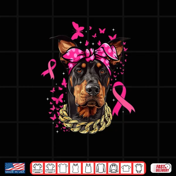 Design Doberman Pinscher Pink Ribbon Breast Cancer Survivor Shirt