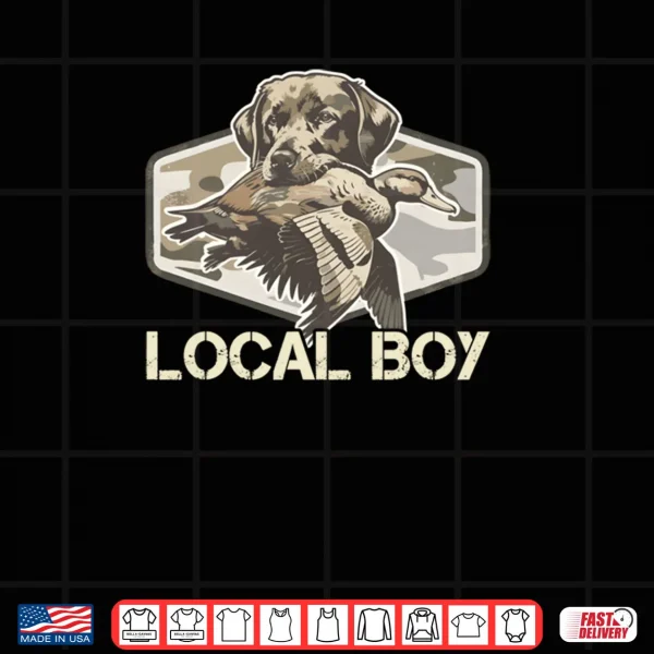 Design Camo Southern Local Boy Duck Hunting Black Lab Outdoor Shirt