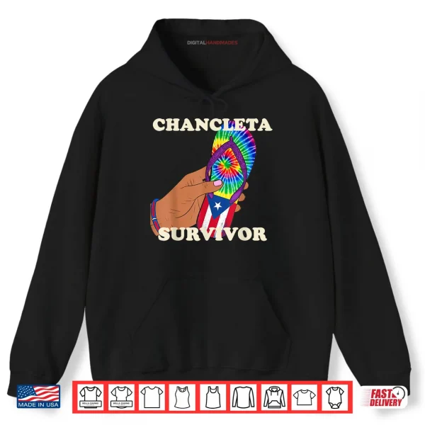 Hoodie Chancleta Survivor Puerto Rico Spanish Joke Shirt