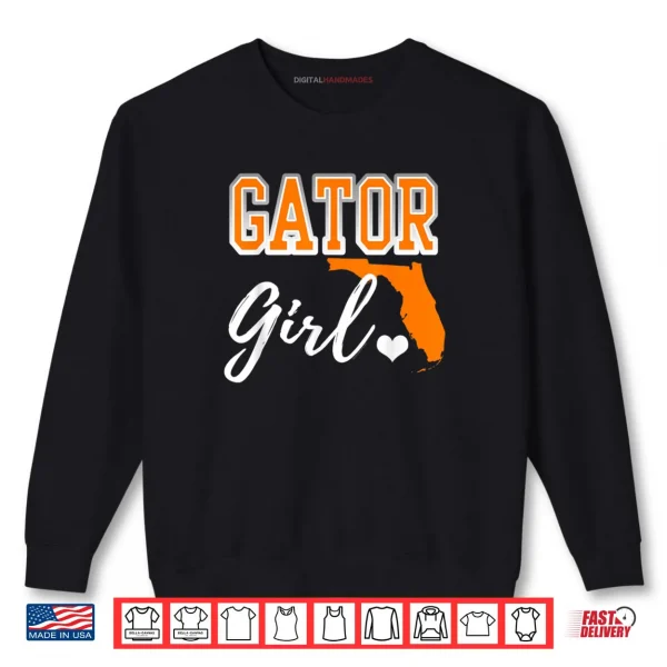 Sweatshirt Gator Girl Florida Heart Map Shape Souvenir Gift Shirt