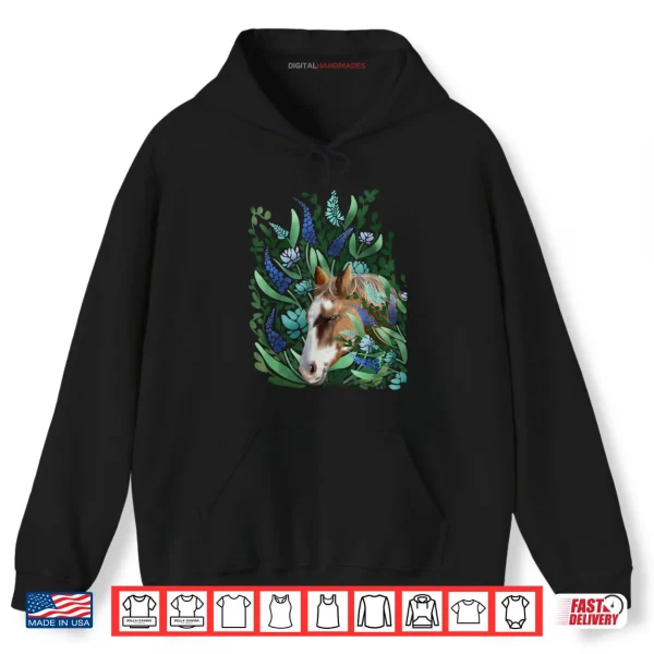 Hoodie Girls Palomino Horse with Abstract Turquoise Flowers Shirt