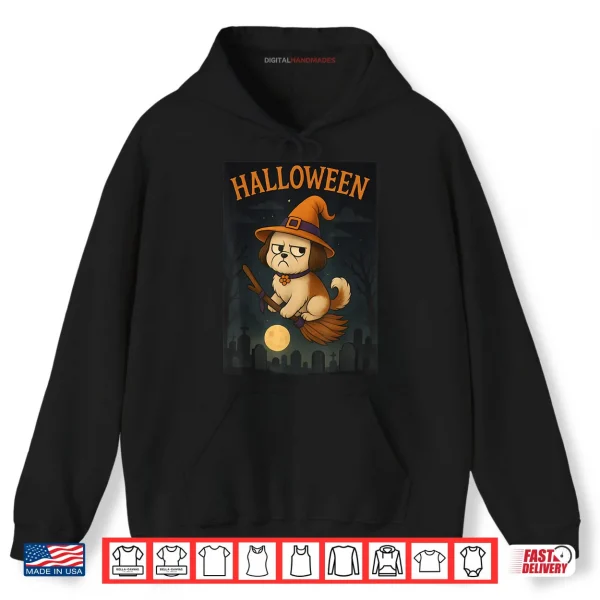 Hoodie Happy Cute Halloween Themed Shih Tzu Dog Shirt Shirt