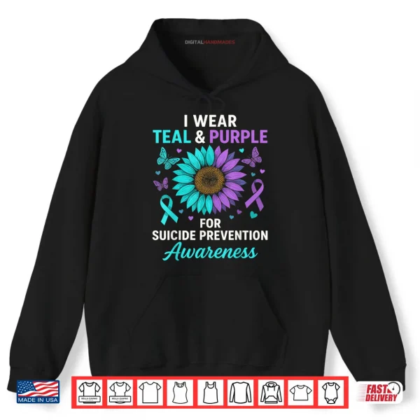 Hoodie I Wear Teal Purple for Suicide Prevention Awareness Shirt