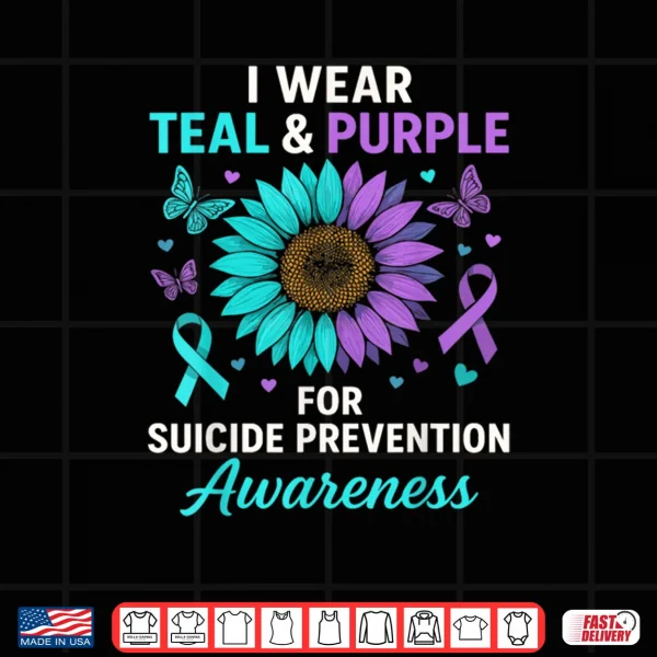 Design I Wear Teal Purple for Suicide Prevention Awareness Shirt