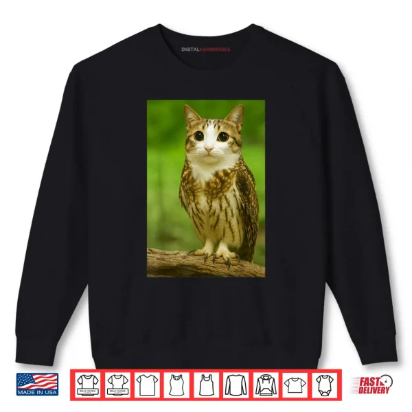 Sweatshirt Meowl Cat Owl Funny Internet Trendy Meme Shirt