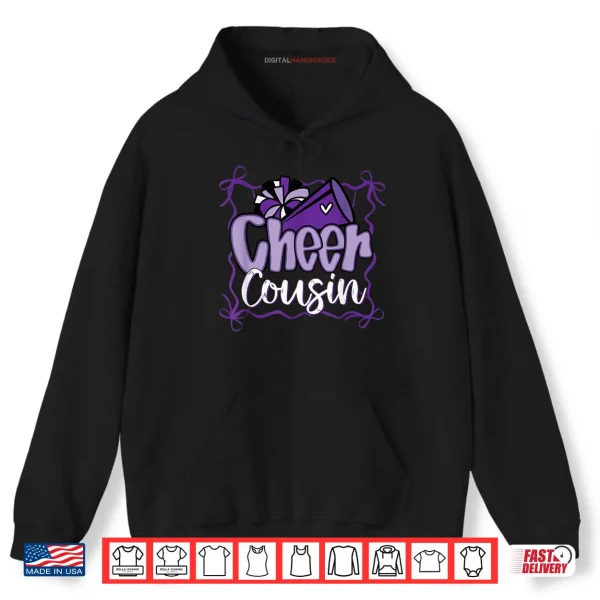 Hoodie Purple Coquette Pom Poms Bow Cheer Cousin Cheerleader Girl Shirt