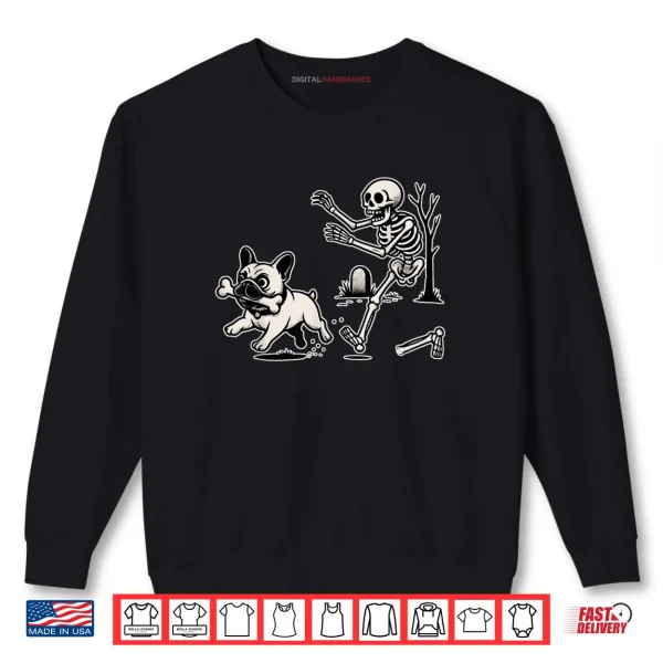 Sweatshirt French Bulldog Skeleton Spooky Season Funny Halloween Shirt