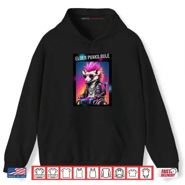 Hoodie Elder Punks Rule Cartoon Punk Opossum With Mohawk Shirt