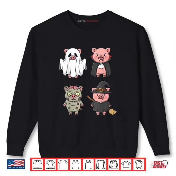 Sweatshirt Pig Spooky Witch Boo Zombie Cute Pig Halloween Shirt