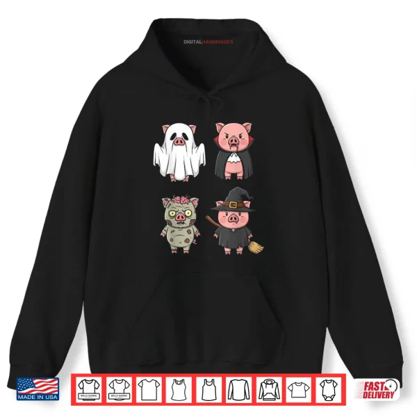 Hoodie Pig Spooky Witch Boo Zombie Cute Pig Halloween Shirt