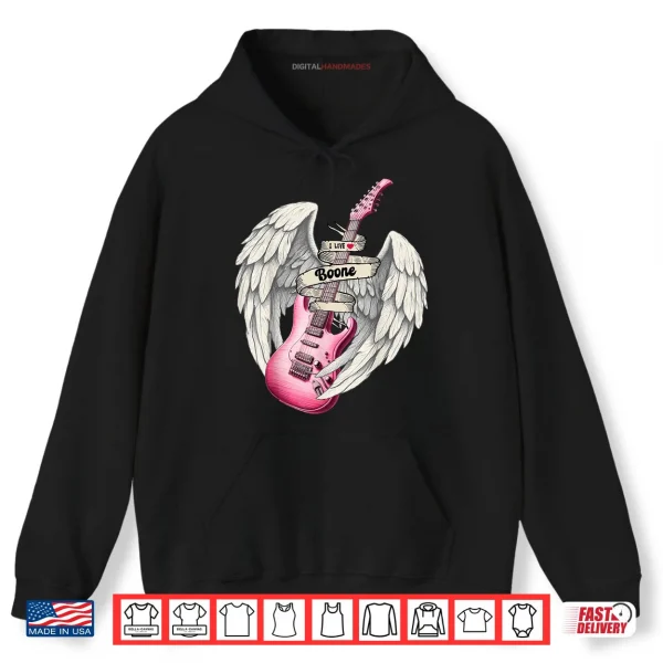 Hoodie I Love Boone Pink Guitar Angel Wings Fan Art Music Shirt