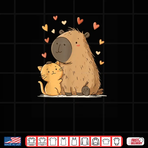 Design Kawaii Cat Capybara Cute Shirt