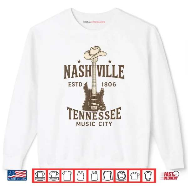 Sweatshirt Nashville Music City Guitar Wing Country Music Tennessee Shirt