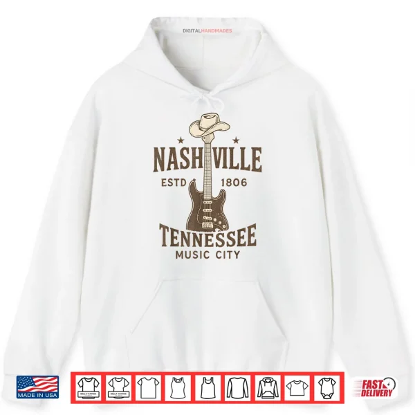 Hoodie Nashville Music City Guitar Wing Country Music Tennessee Shirt