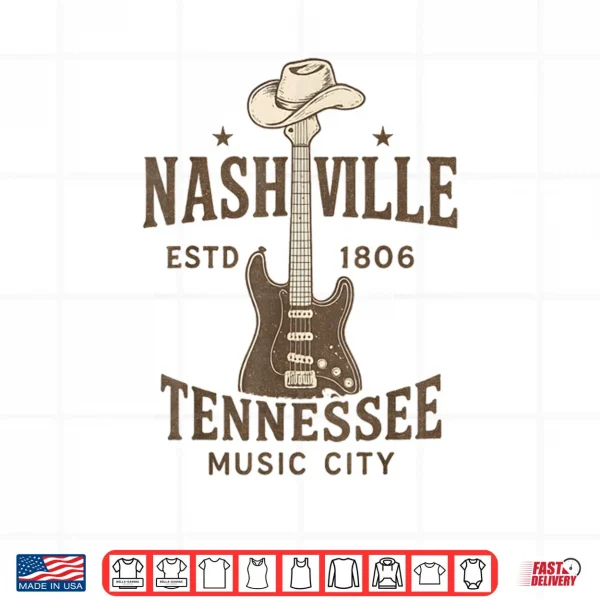 Design Nashville Music City Guitar Wing Country Music Tennessee Shirt