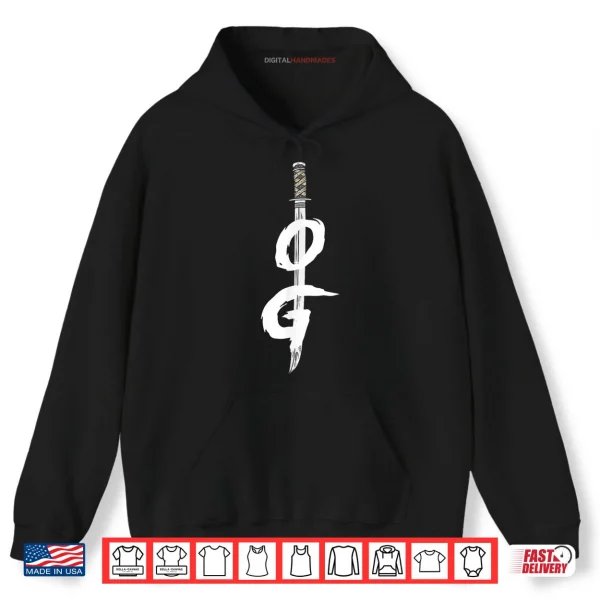 Hoodie OG Sword Graphic Bold Black Brush Style Shirt