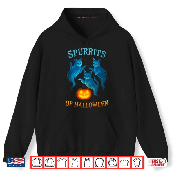 Hoodie Cat Lovers Spurrits of Halloween Ghost Cats Shirt